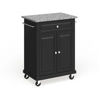 Chariot/îlot compact avec plateau en granit gris et finition noire