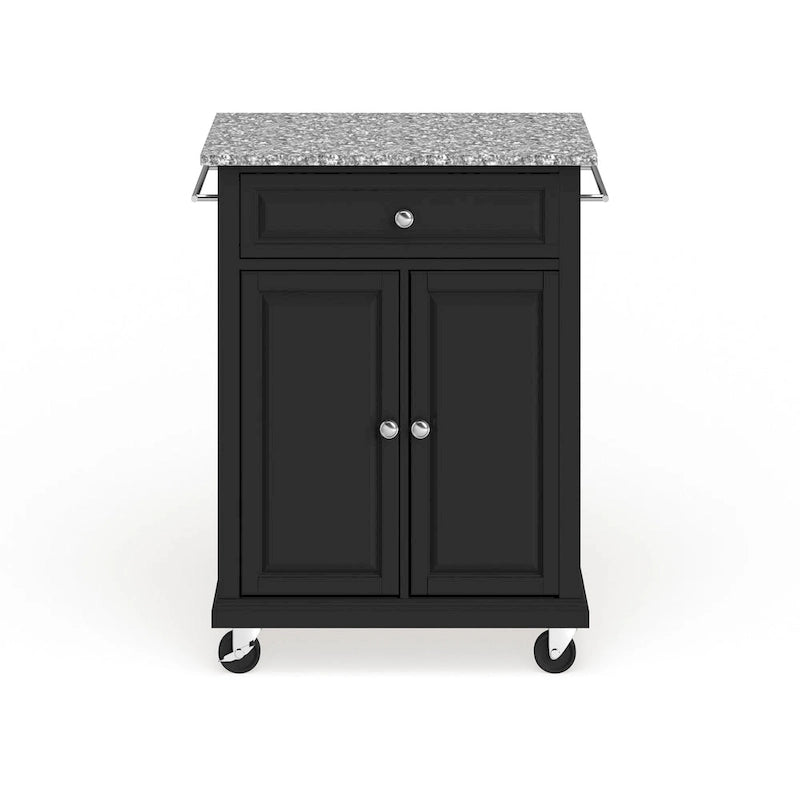 Chariot/îlot compact avec plateau en granit gris et finition noire