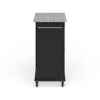 Chariot/îlot compact avec plateau en granit gris et finition noire