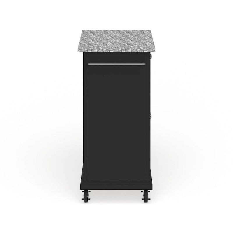 Chariot/îlot compact avec plateau en granit gris et finition noire