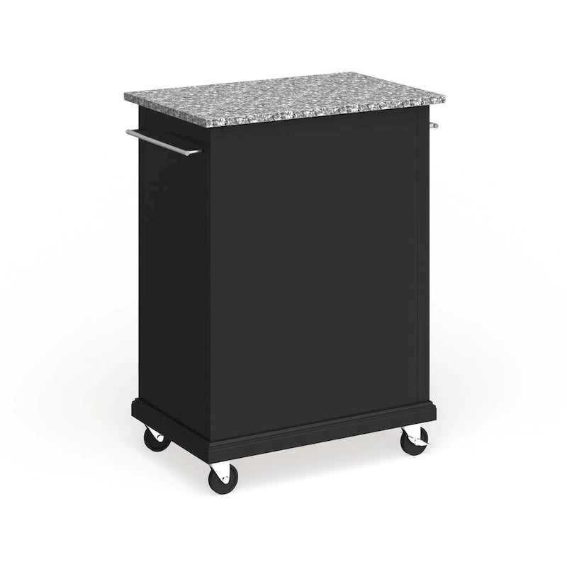 Chariot/îlot compact avec plateau en granit gris et finition noire