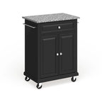Chariot/îlot compact avec plateau en granit gris et finition noire