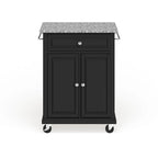 Chariot/îlot compact avec plateau en granit gris et finition noire