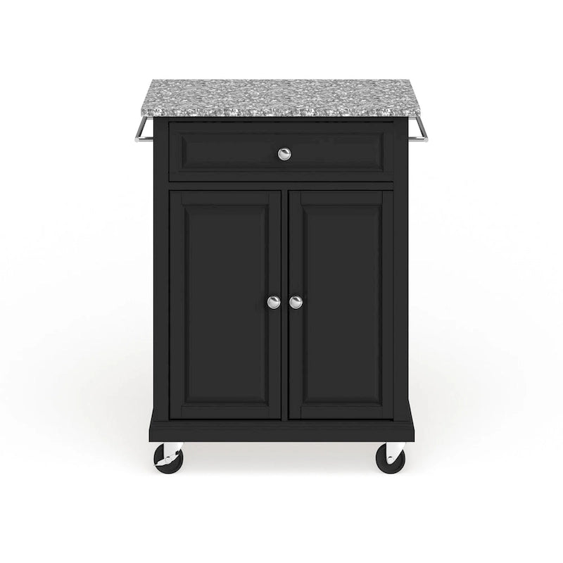 Chariot/îlot compact avec plateau en granit gris et finition noire