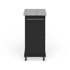 Chariot/îlot compact avec plateau en granit gris et finition noire