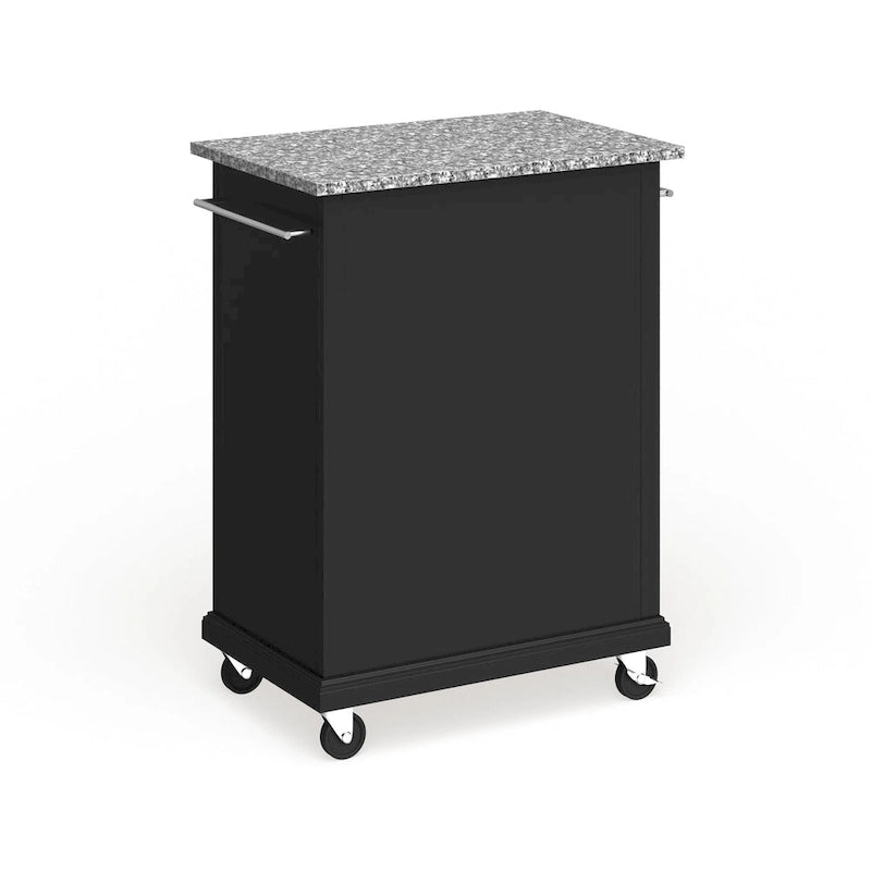 Chariot/îlot compact avec plateau en granit gris et finition noire