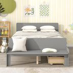 Lit double avec banc de pied de lit, 2 tiroirs