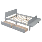 Lit double avec banc de pied de lit, 2 tiroirs