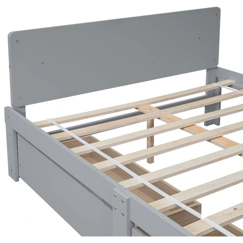 Lit double avec banc de pied de lit, 2 tiroirs