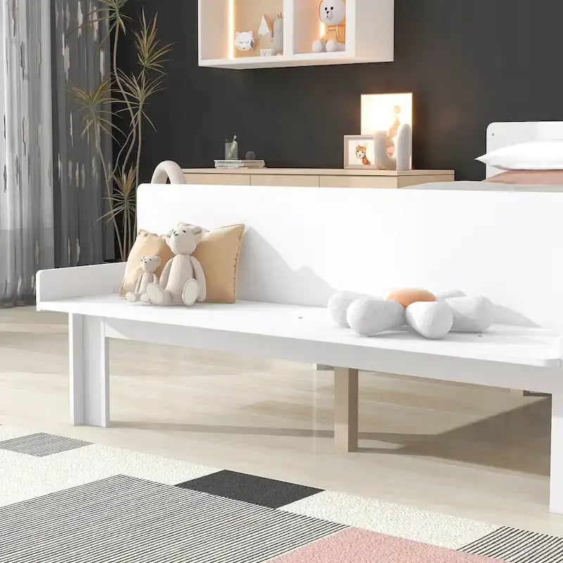 Lit double avec banc de pied de lit, 2 tiroirs