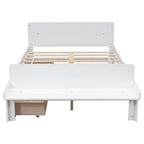 Lit double avec banc de pied de lit, 2 tiroirs