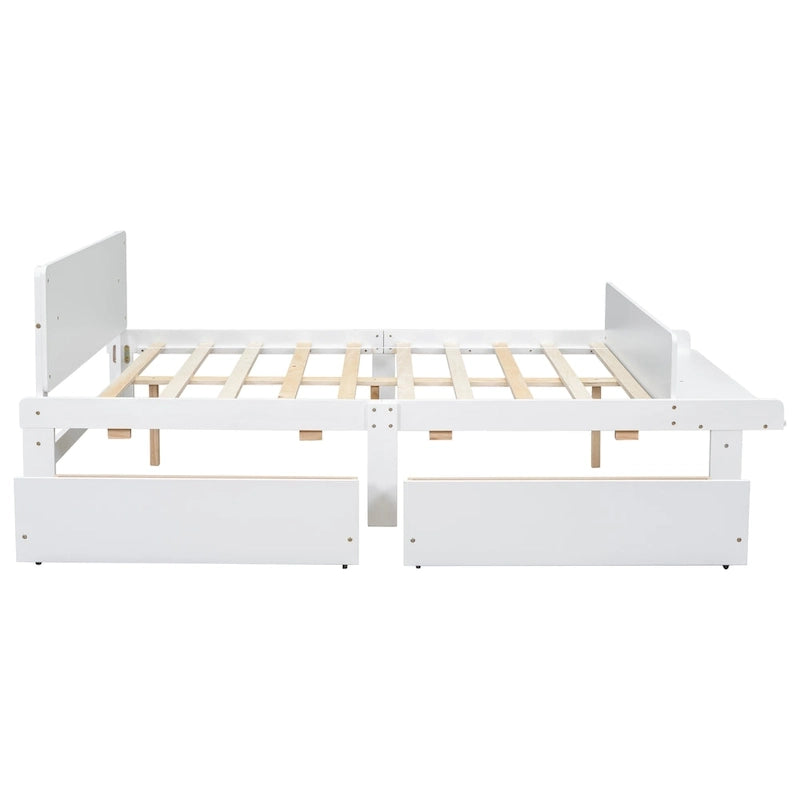 Lit double avec banc de pied de lit, 2 tiroirs