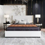 Cadre de lit moderne illuminé avec garniture dorée - Design rembourré et chic