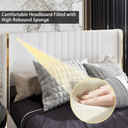 Cadre de lit moderne illuminé avec garniture dorée - Design rembourré et chic