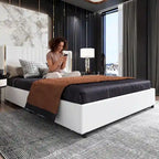 Cadre de lit moderne illuminé avec garniture dorée - Design rembourré et chic