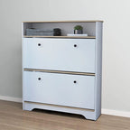 Meuble de rangement à chaussures en bois avec 2 tiroirs basculants et une étagère supérieure
