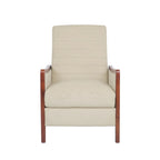 Fauteuil inclinable à poussoir en bois avec surpiqûres à canaux en tissu moderne du milieu du siècle