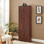 Meuble de Rangement Haut avec 8 Portes et 4 Étagères, Meuble de Rangement Mural