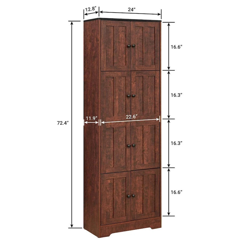 Meuble de Rangement Haut avec 8 Portes et 4 Étagères, Meuble de Rangement Mural