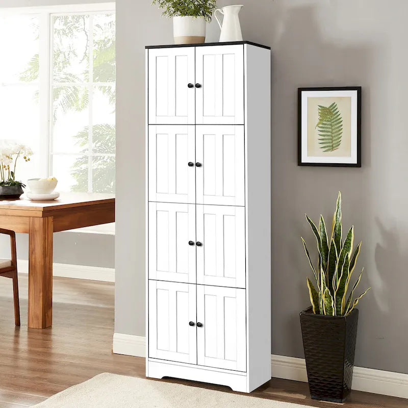 Meuble de Rangement Haut avec 8 Portes et 4 Étagères, Meuble de Rangement Mural