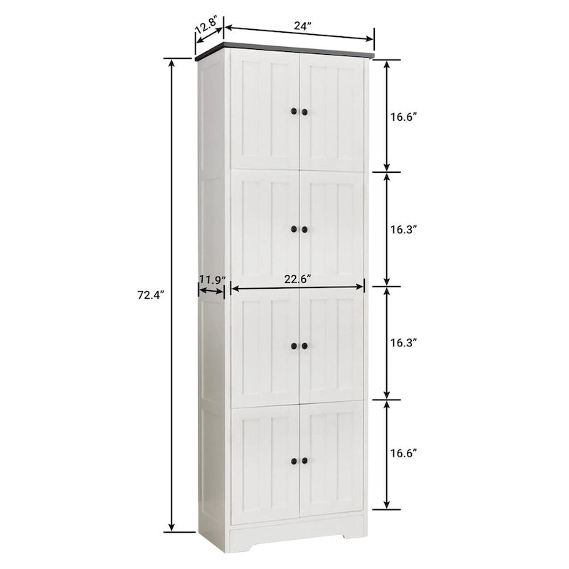 Meuble de Rangement Haut avec 8 Portes et 4 Étagères, Meuble de Rangement Mural