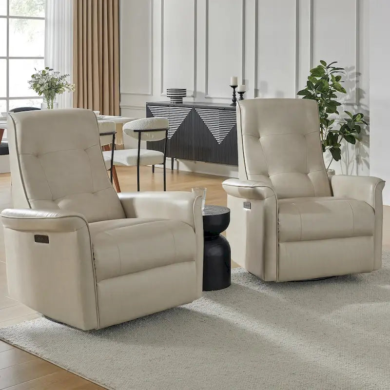 Fauteuil inclinable électrique pivotant en similicuir moderne avec ports USB