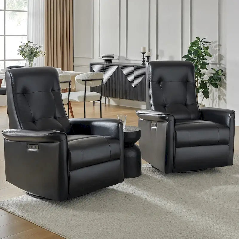 Fauteuil inclinable électrique pivotant en similicuir moderne avec ports USB