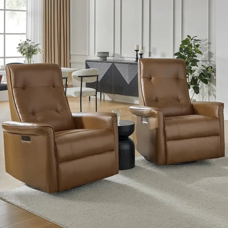 Fauteuil inclinable électrique pivotant en similicuir moderne avec ports USB