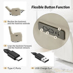 Fauteuil inclinable électrique pivotant en similicuir moderne avec ports USB