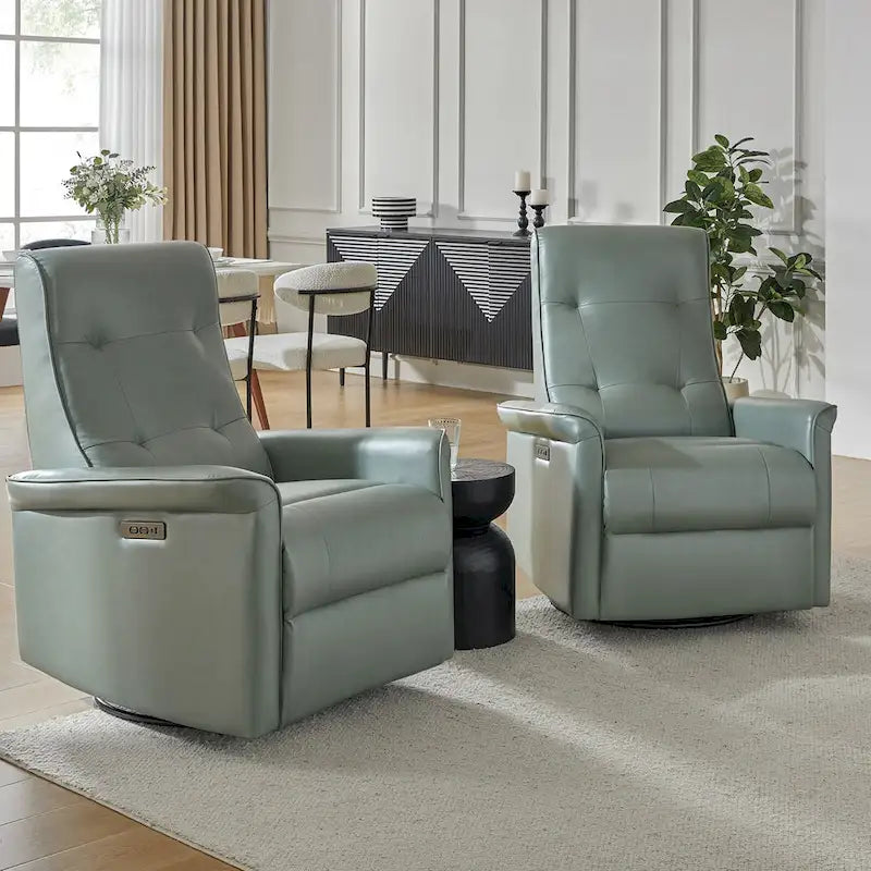 Fauteuil inclinable électrique pivotant en similicuir moderne avec ports USB