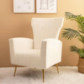 Fauteuil d'appoint en velours, fauteuil à dossier haut avec pieds dorés, canapé simple rembourré