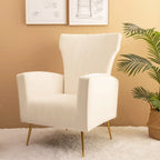 Fauteuil d'appoint en velours, fauteuil à dossier haut avec pieds dorés, canapé simple rembourré