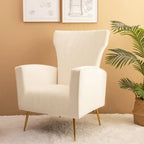Velvet Accent Chair, Wingback Arm Chair with Gold Legs, Upholstered Single Sofa for Living Room Bedroom