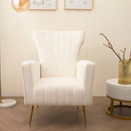 Fauteuil d'appoint en velours, fauteuil à dossier haut avec pieds dorés, canapé simple rembourré