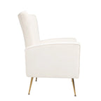 Fauteuil d'appoint en velours, fauteuil à dossier haut avec pieds dorés, canapé simple rembourré