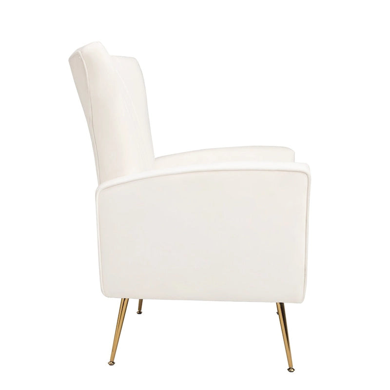 Fauteuil d'appoint en velours, fauteuil à dossier haut avec pieds dorés, canapé simple rembourré