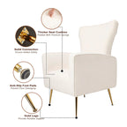 Fauteuil d'appoint en velours, fauteuil à dossier haut avec pieds dorés, canapé simple rembourré
