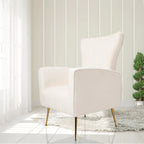 Fauteuil d'appoint en velours, fauteuil à dossier haut avec pieds dorés, canapé simple rembourré