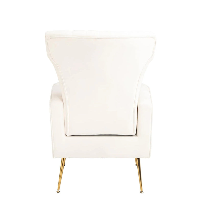 Fauteuil d'appoint en velours, fauteuil à dossier haut avec pieds dorés, canapé simple rembourré