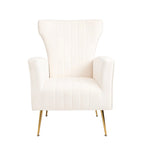 Fauteuil d'appoint en velours, fauteuil à dossier haut avec pieds dorés, canapé simple rembourré