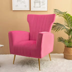 Fauteuil d'appoint en velours, fauteuil à dossier haut avec pieds dorés, canapé simple rembourré