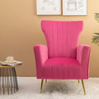 Fauteuil d'appoint en velours, fauteuil à dossier haut avec pieds dorés, canapé simple rembourré