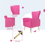 Fauteuil d'appoint en velours, fauteuil à dossier haut avec pieds dorés, canapé simple rembourré