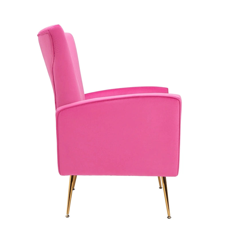 Fauteuil d'appoint en velours, fauteuil à dossier haut avec pieds dorés, canapé simple rembourré