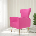 Fauteuil d'appoint en velours, fauteuil à dossier haut avec pieds dorés, canapé simple rembourré
