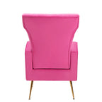 Fauteuil d'appoint en velours, fauteuil à dossier haut avec pieds dorés, canapé simple rembourré