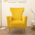 Fauteuil d'appoint en velours, fauteuil à dossier haut avec pieds dorés, canapé simple rembourré