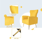 Fauteuil d'appoint en velours, fauteuil à dossier haut avec pieds dorés, canapé simple rembourré
