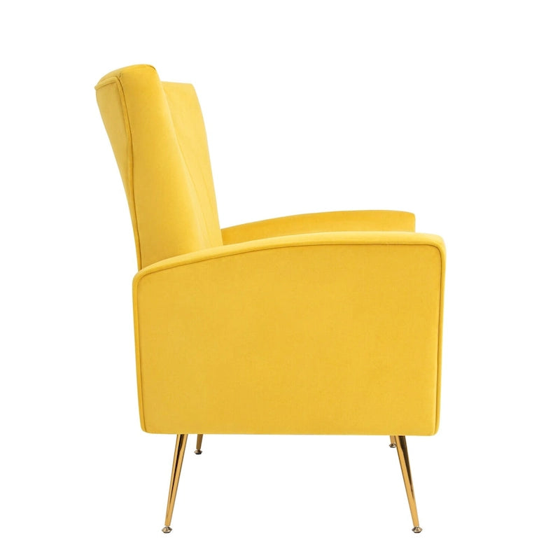 Fauteuil d'appoint en velours, fauteuil à dossier haut avec pieds dorés, canapé simple rembourré