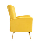 Fauteuil d'appoint en velours, fauteuil à dossier haut avec pieds dorés, canapé simple rembourré